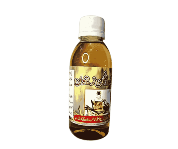 A plastic bottle contain olive oil in Dark green color with white lid